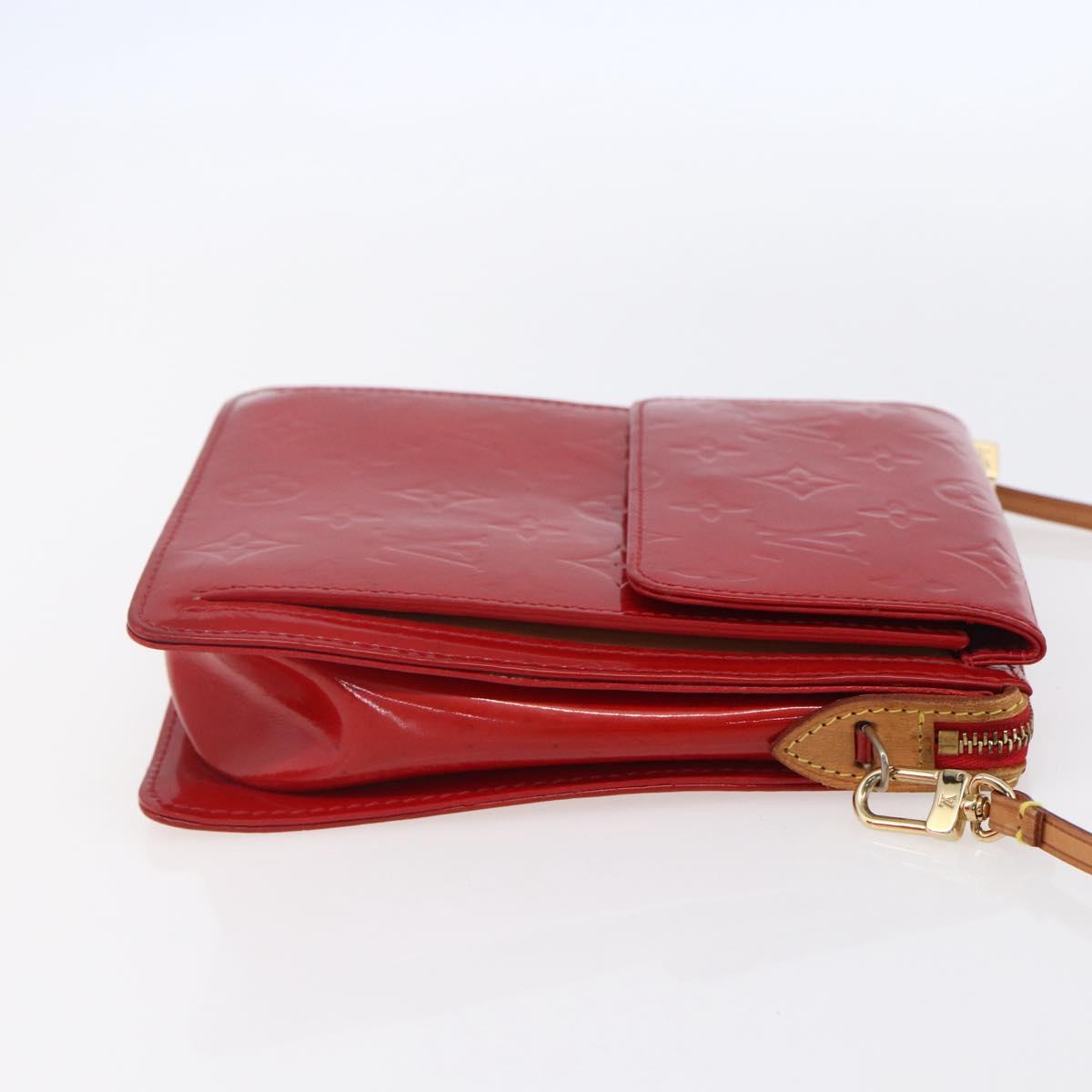 LOUIS VUITTON Monogram Vernis Motto Accessory Pouch Red M91137 LV Auth ka393