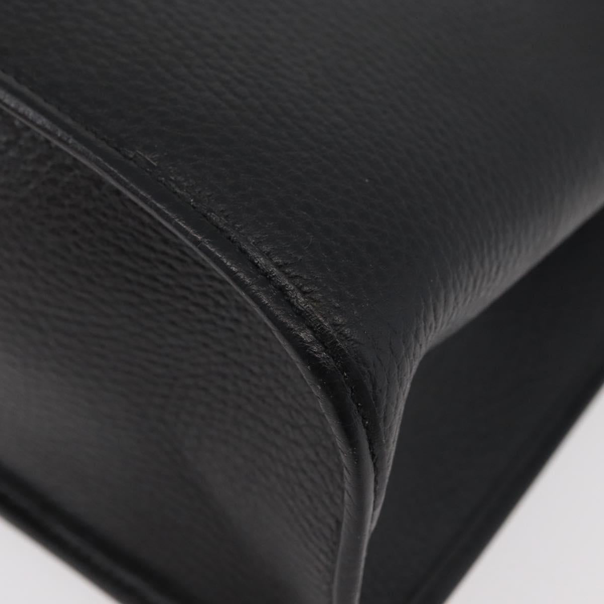 Christian Dior Hand Bag Leather 2way Black Gold Auth ka3950