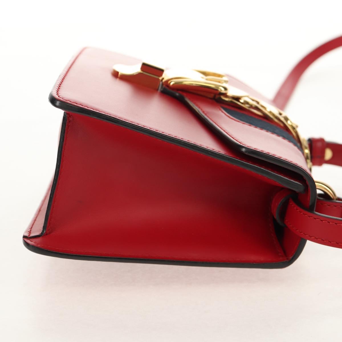 GUCCI Silvi Sherry Line Hand Bag Leather 3way Red Gold 470270 Auth ka395AV