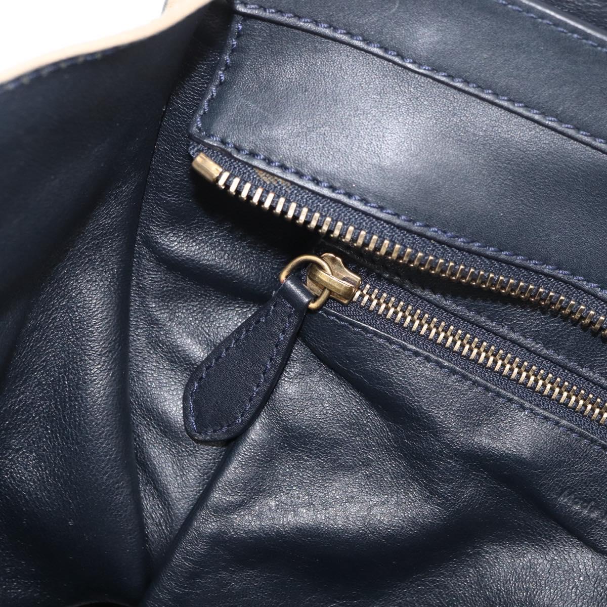 CELINE Luggage Medium Hand Bag Suede Leather Beige Gold black Auth ka3972A