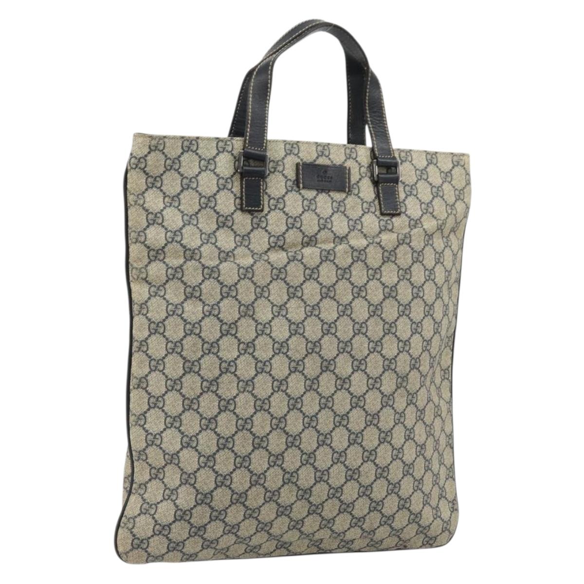 GUCCI GG Supreme Hand Bag PVC Navy Silver 131258 Auth ka3994A