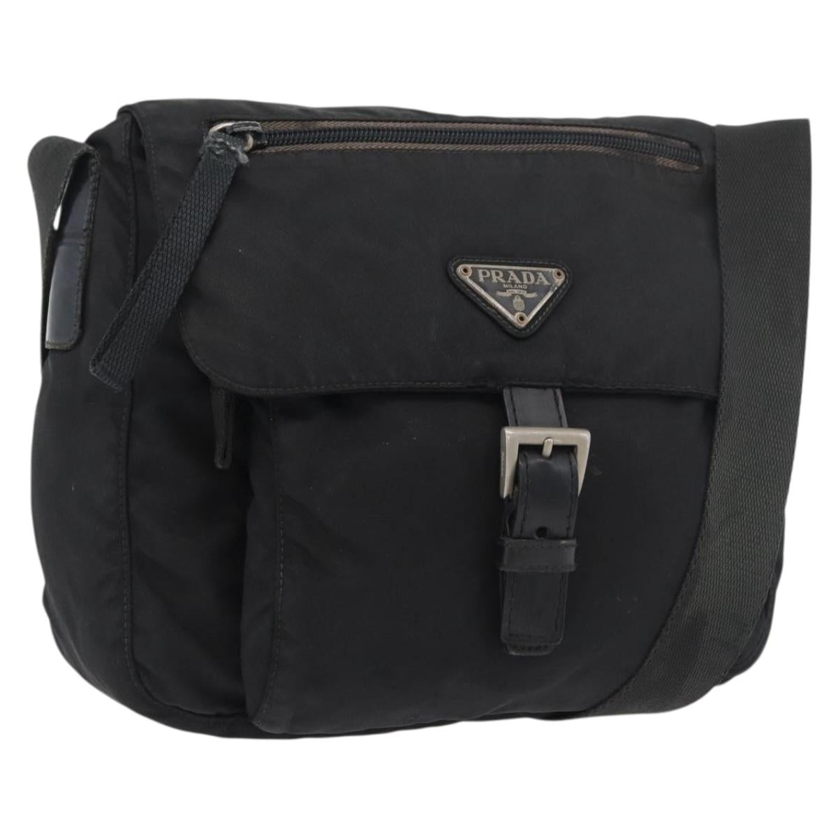 PRADA Shoulder Bag Nylon Black Silver Auth ka3998