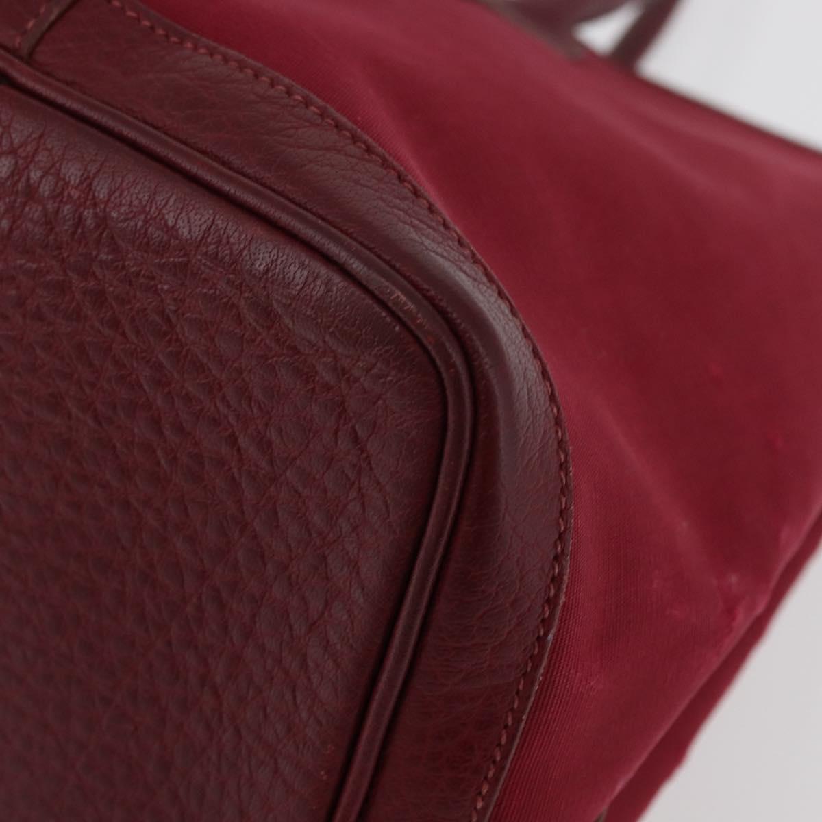 HERMES Garden Party PM Hand Bag Towar Officche Red Silver Auth ka4028