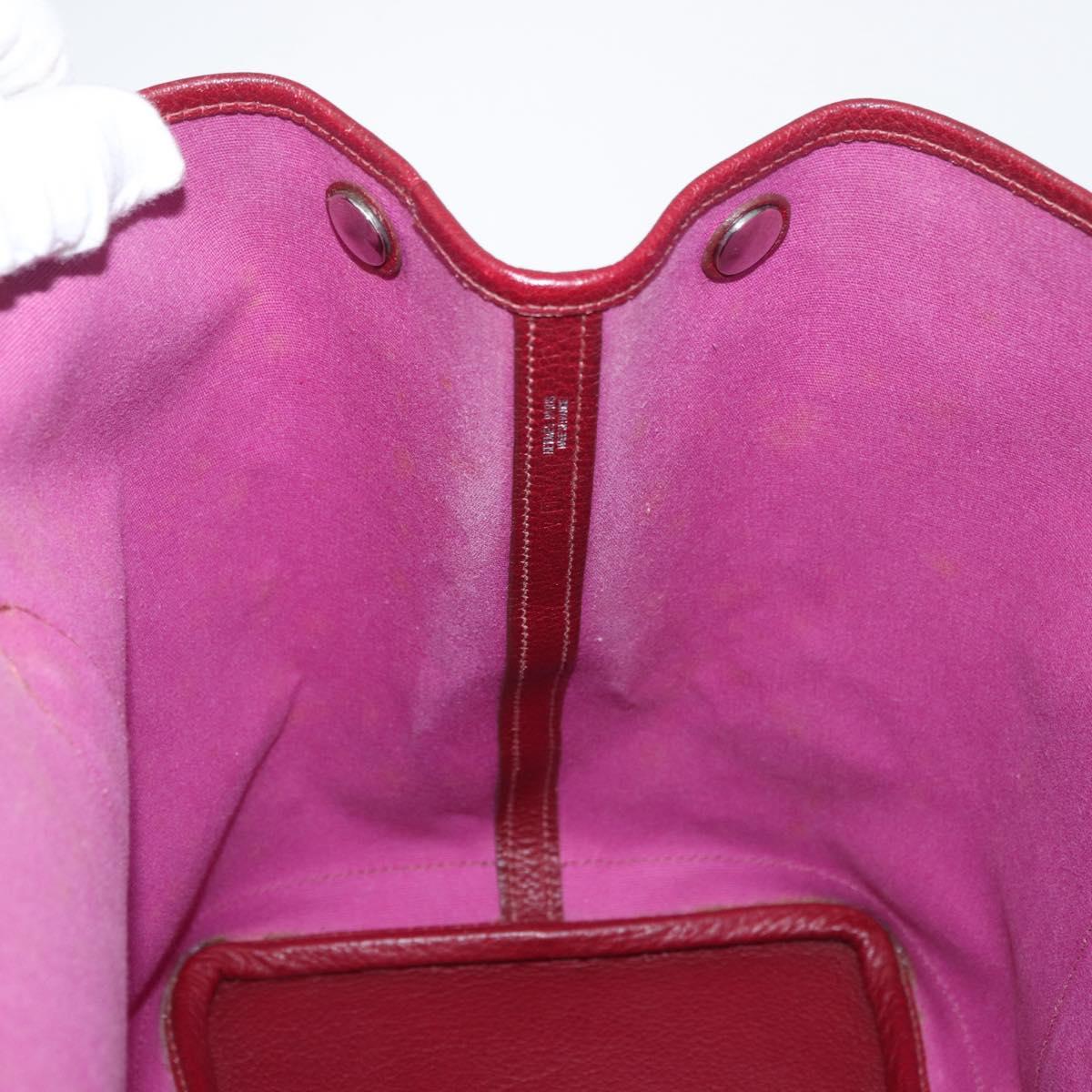 HERMES Garden Party PM Hand Bag Towar Officche Red Silver Auth ka4028