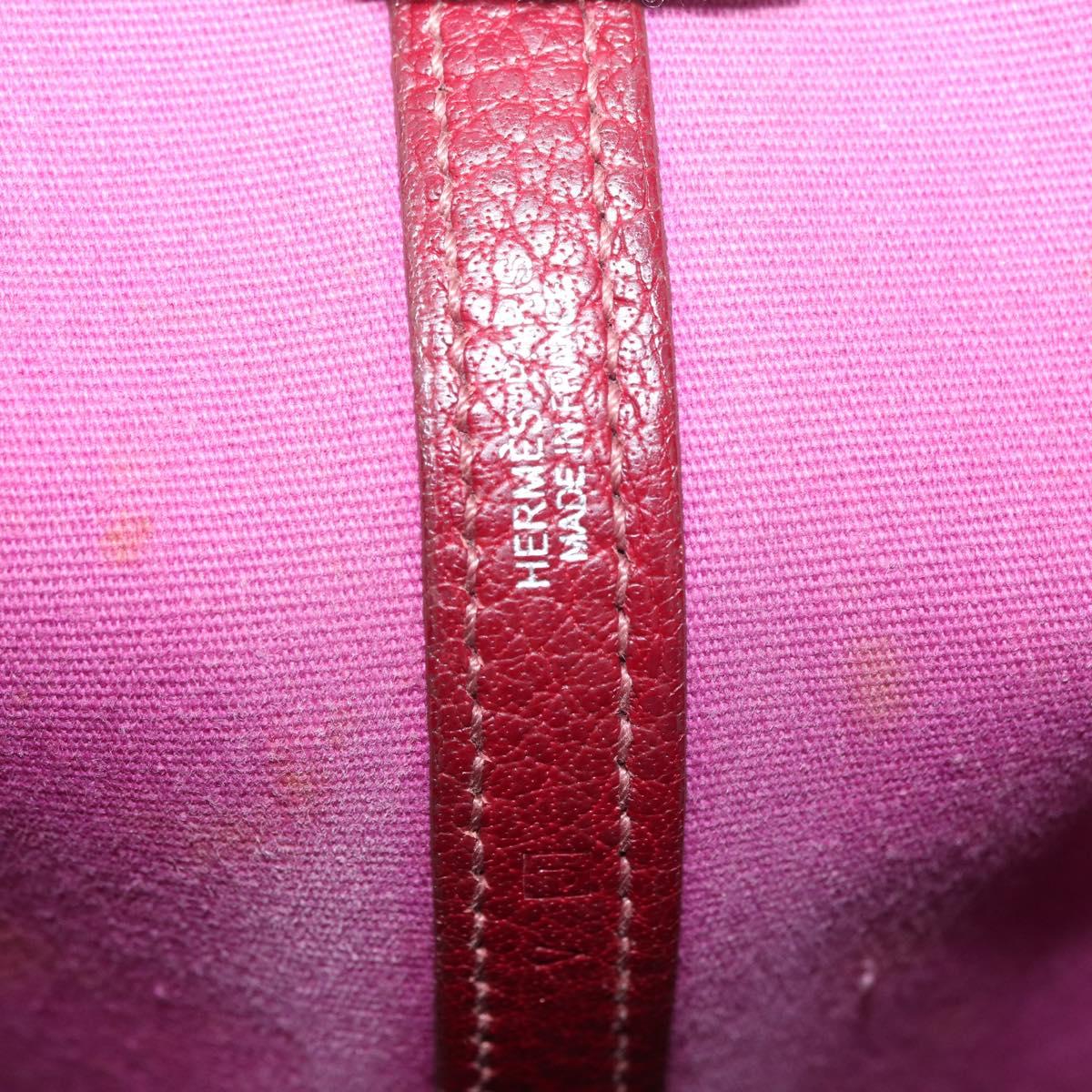 HERMES Garden Party PM Hand Bag Towar Officche Red Silver Auth ka4028