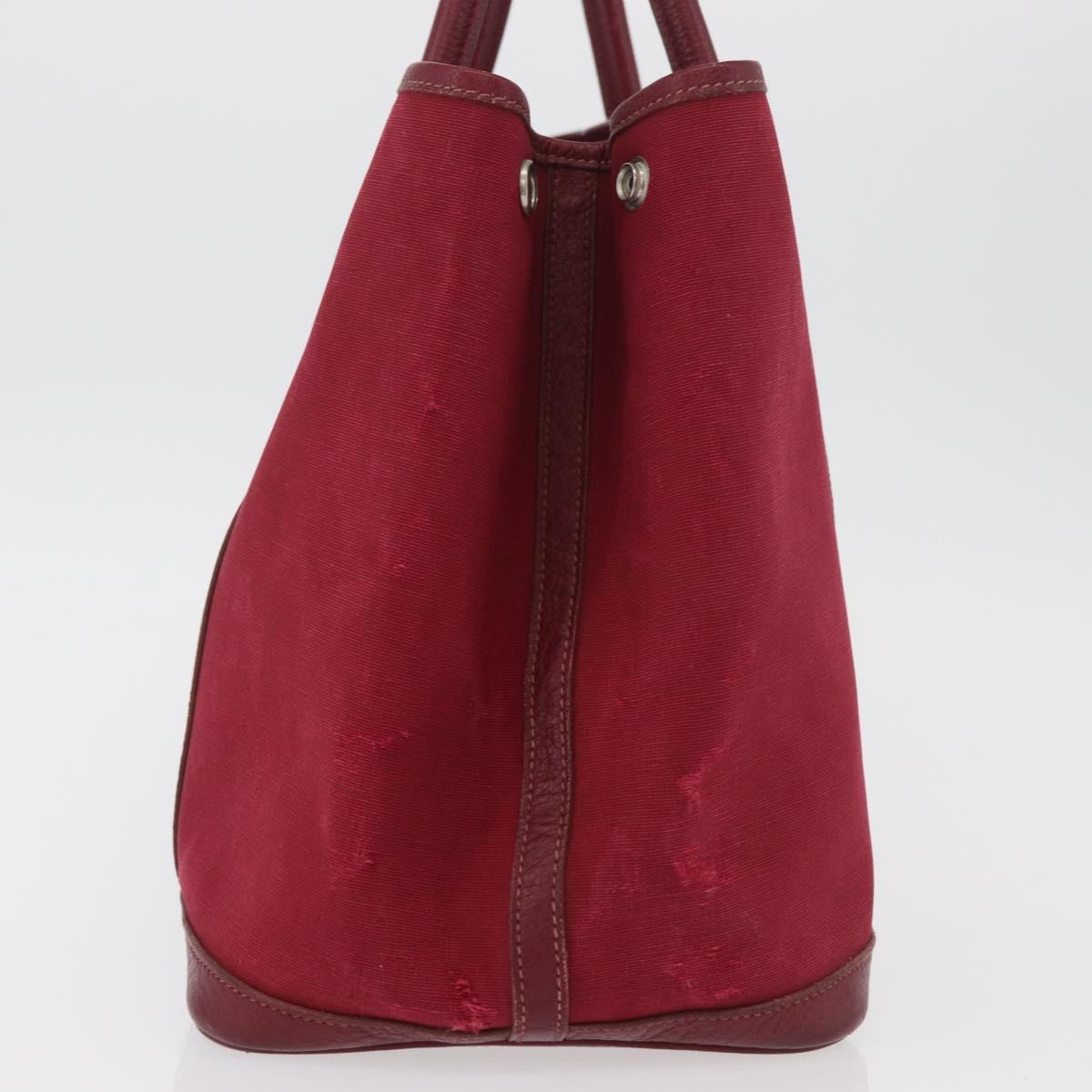 HERMES Garden Party PM Hand Bag Towar Officche Red Silver Auth ka4028