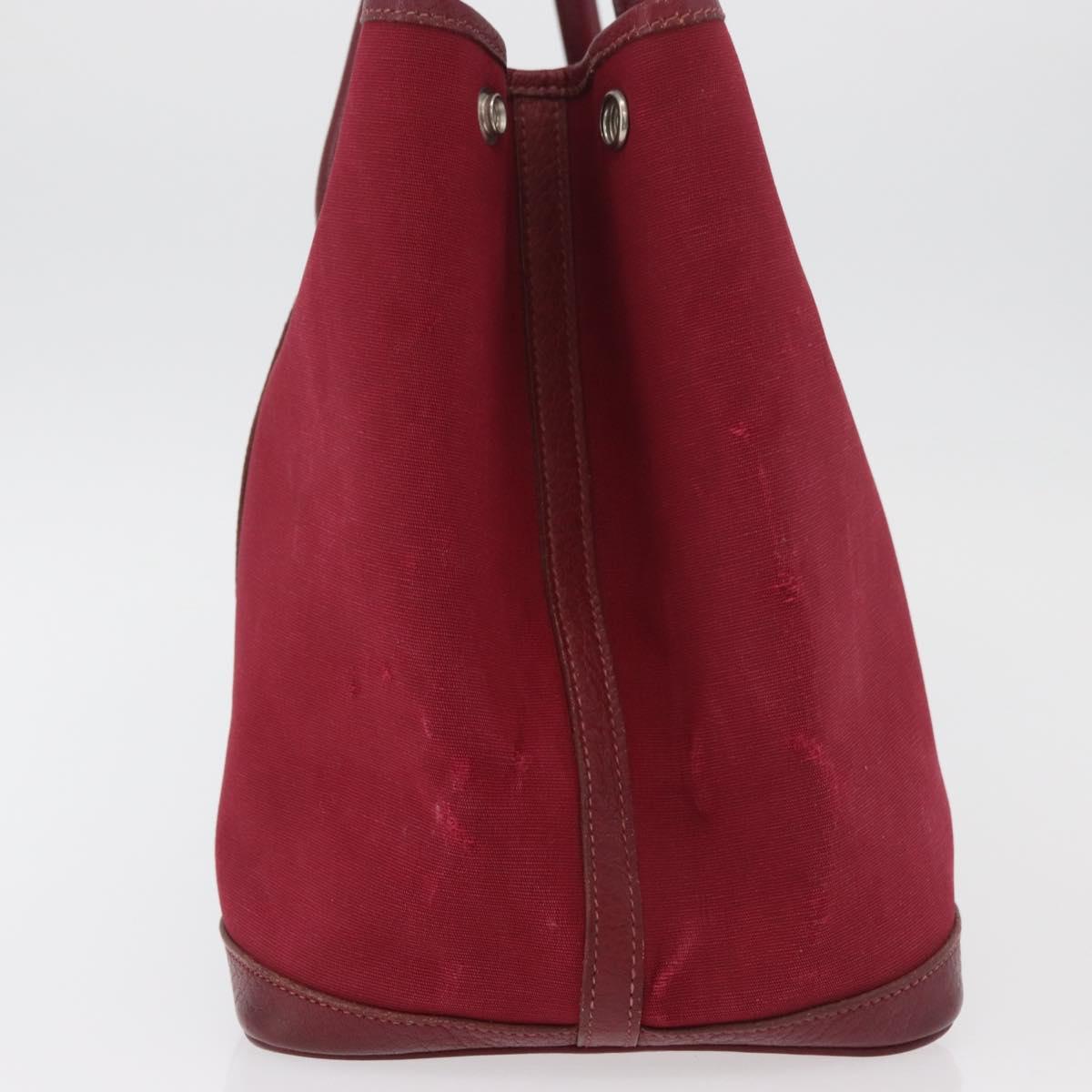 HERMES Garden Party PM Hand Bag Towar Officche Red Silver Auth ka4028