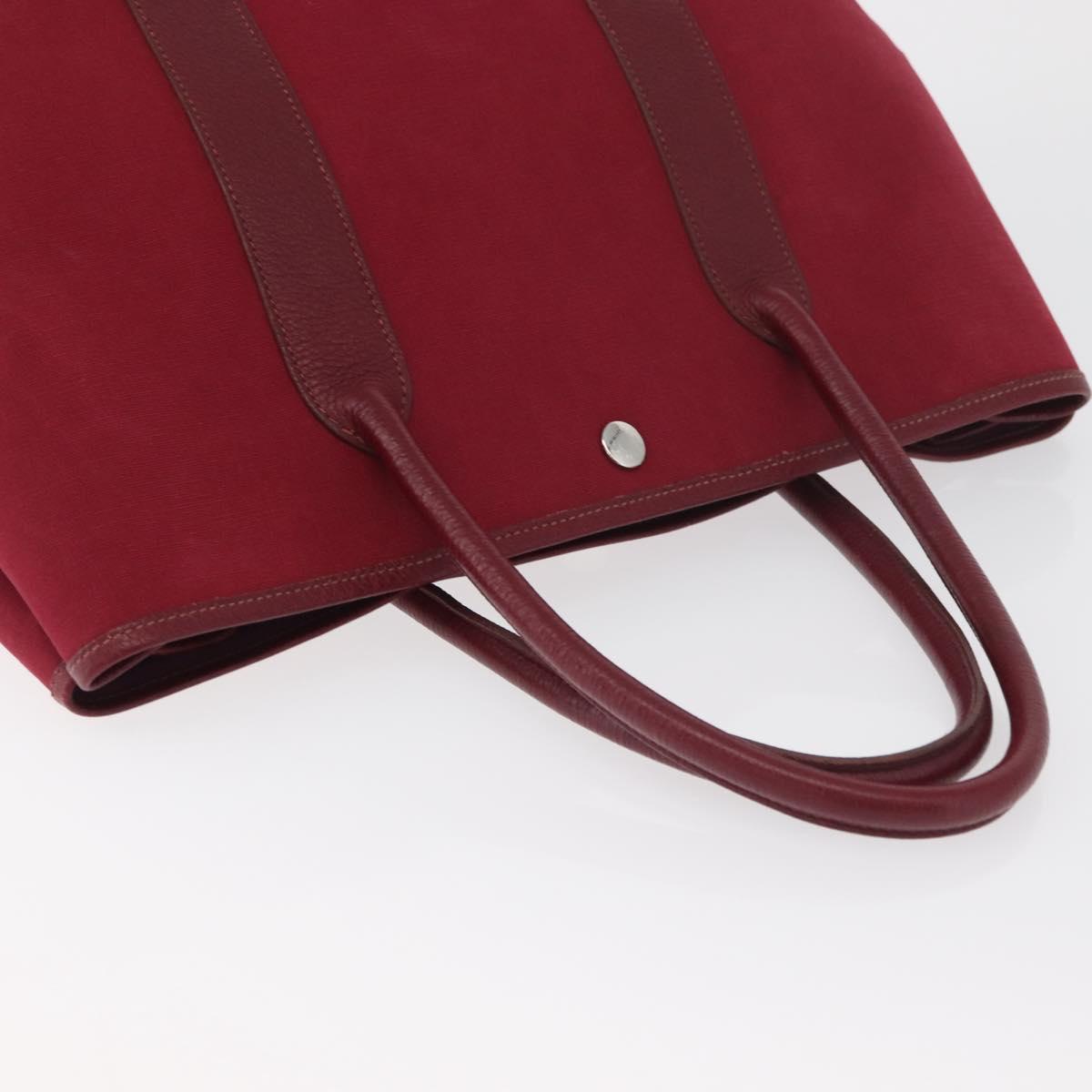 HERMES Garden Party PM Hand Bag Towar Officche Red Silver Auth ka4028