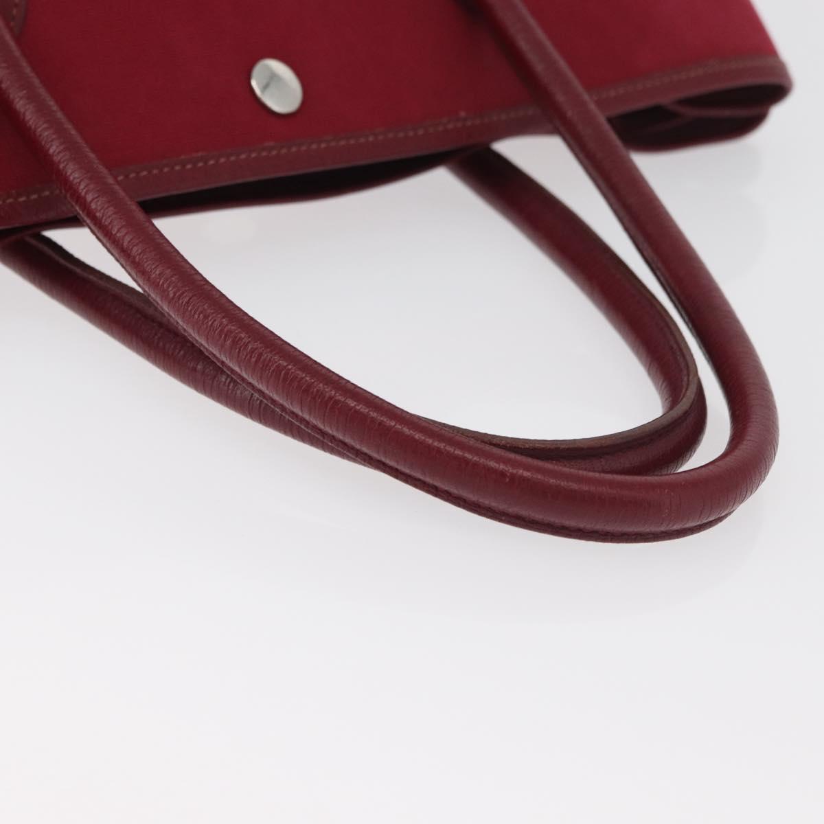 HERMES Garden Party PM Hand Bag Towar Officche Red Silver Auth ka4028