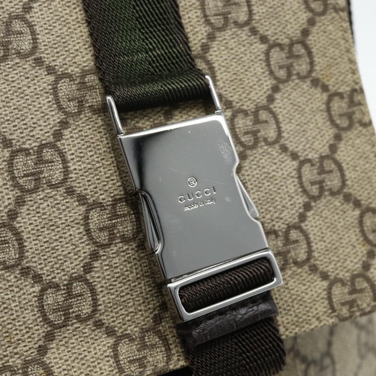 GUCCI GG Supreme Shoulder Bag PVC Beige Silver 122373 Auth ka4034A