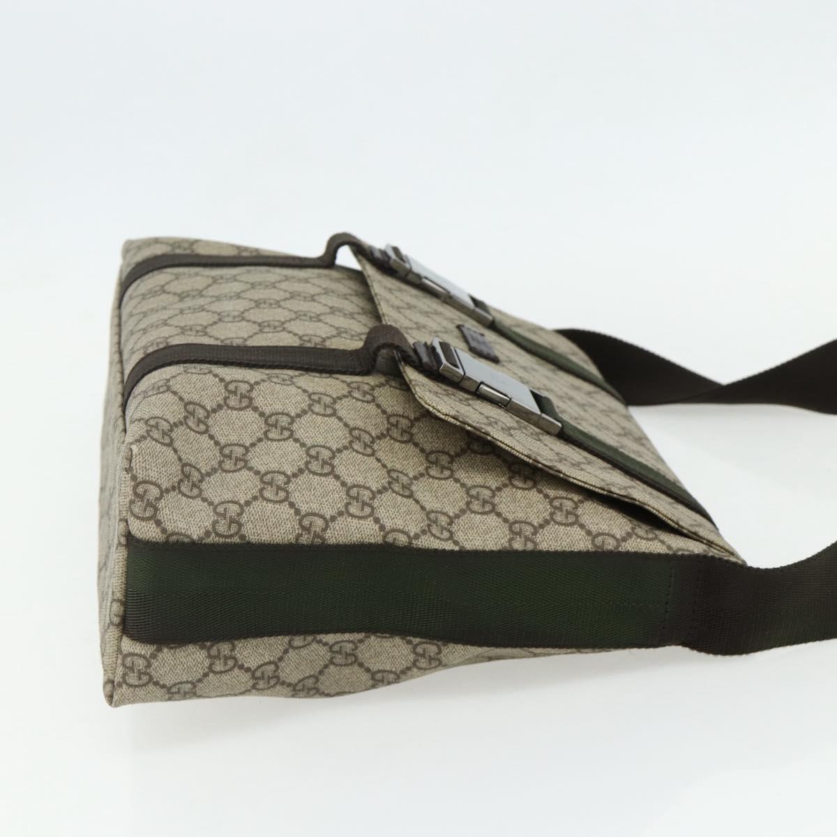 GUCCI GG Supreme Shoulder Bag PVC Beige Silver 122373 Auth ka4034A
