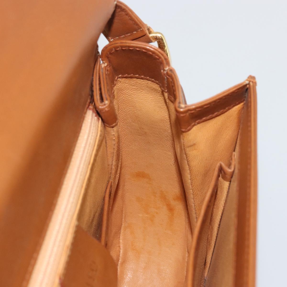 GUCCI Ready Lock Shoulder Bag Leather Brown Gold 001 46 1469 Auth ka4039A