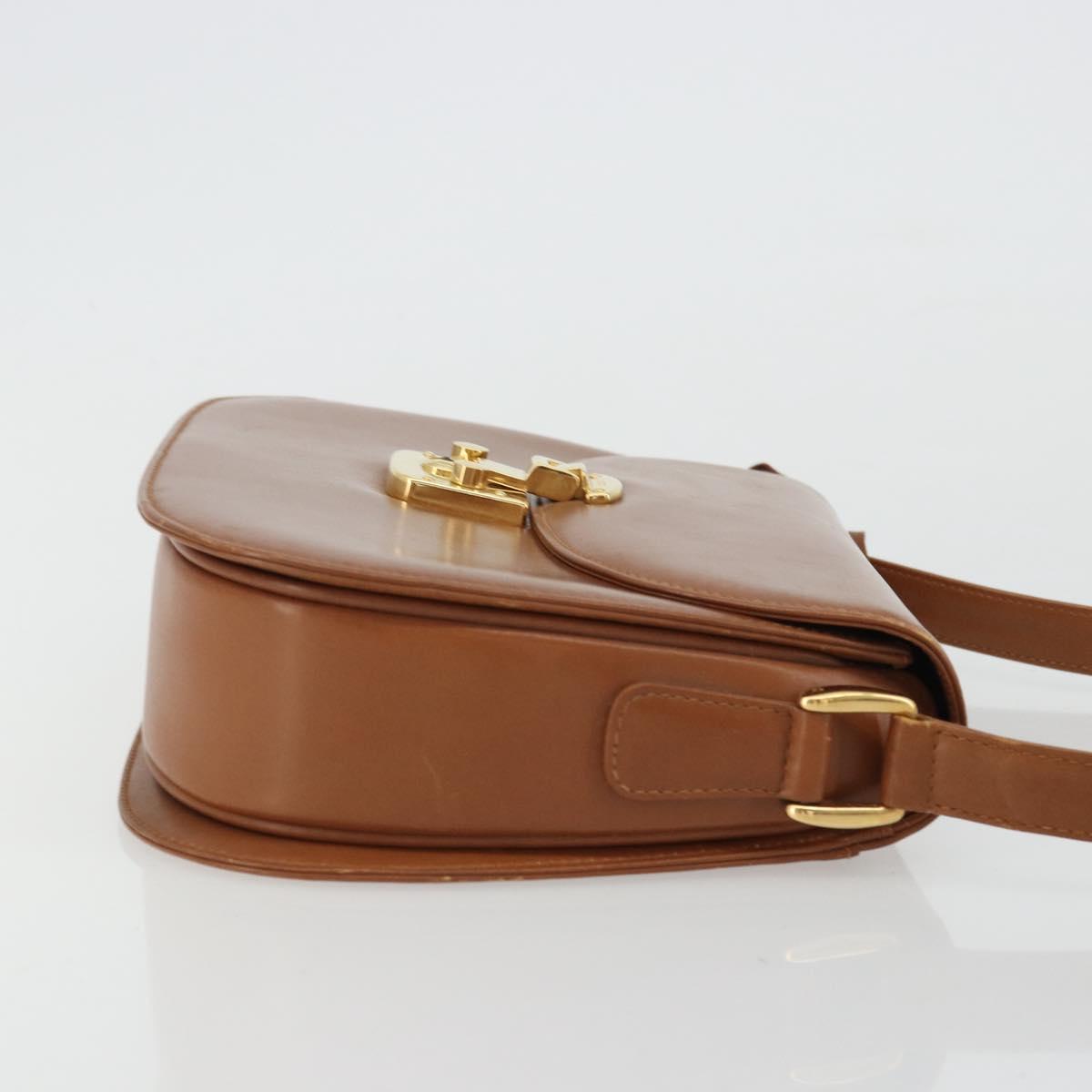 GUCCI Ready Lock Shoulder Bag Leather Brown Gold 001 46 1469 Auth ka4039A