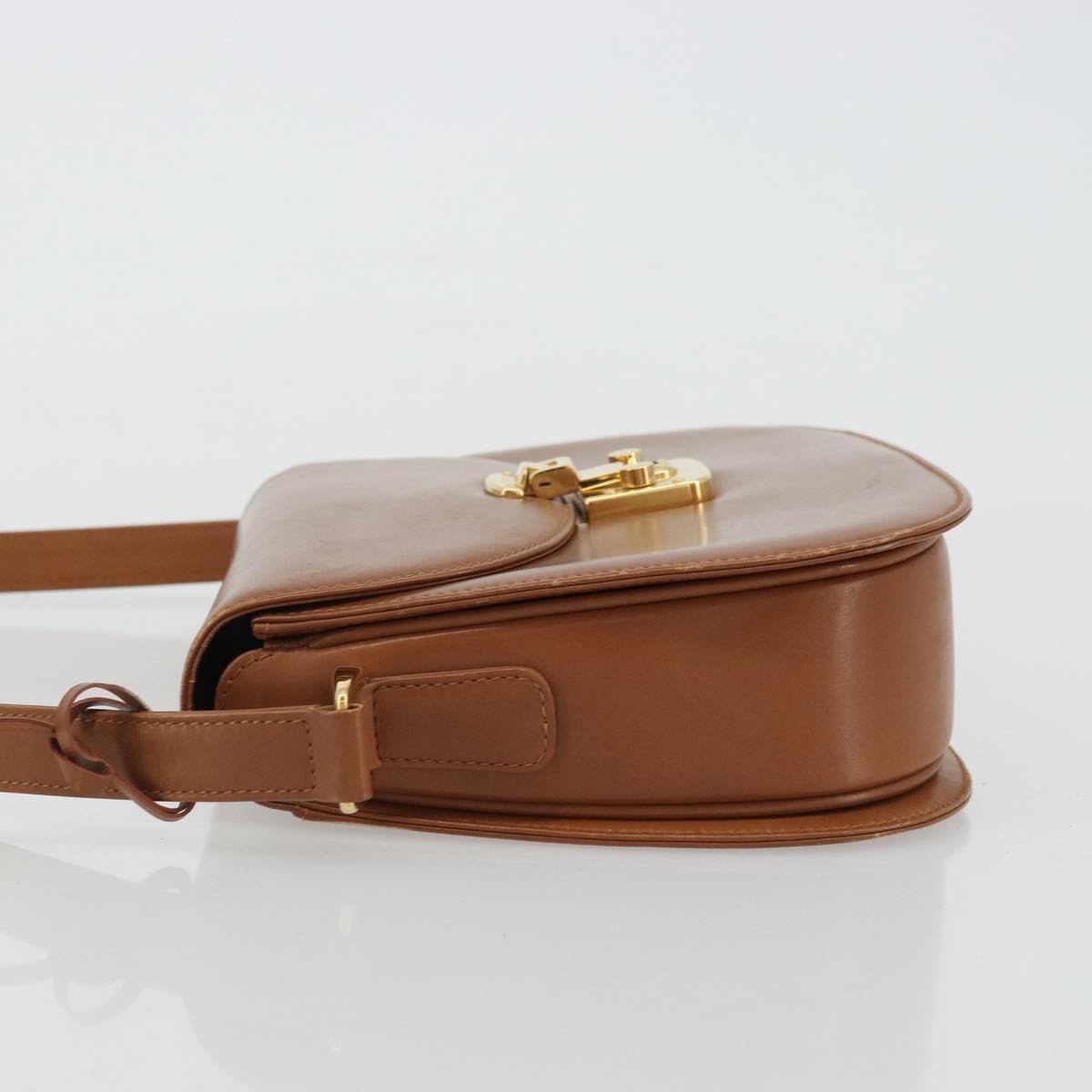 GUCCI Ready Lock Shoulder Bag Leather Brown Gold 001 46 1469 Auth ka4039A