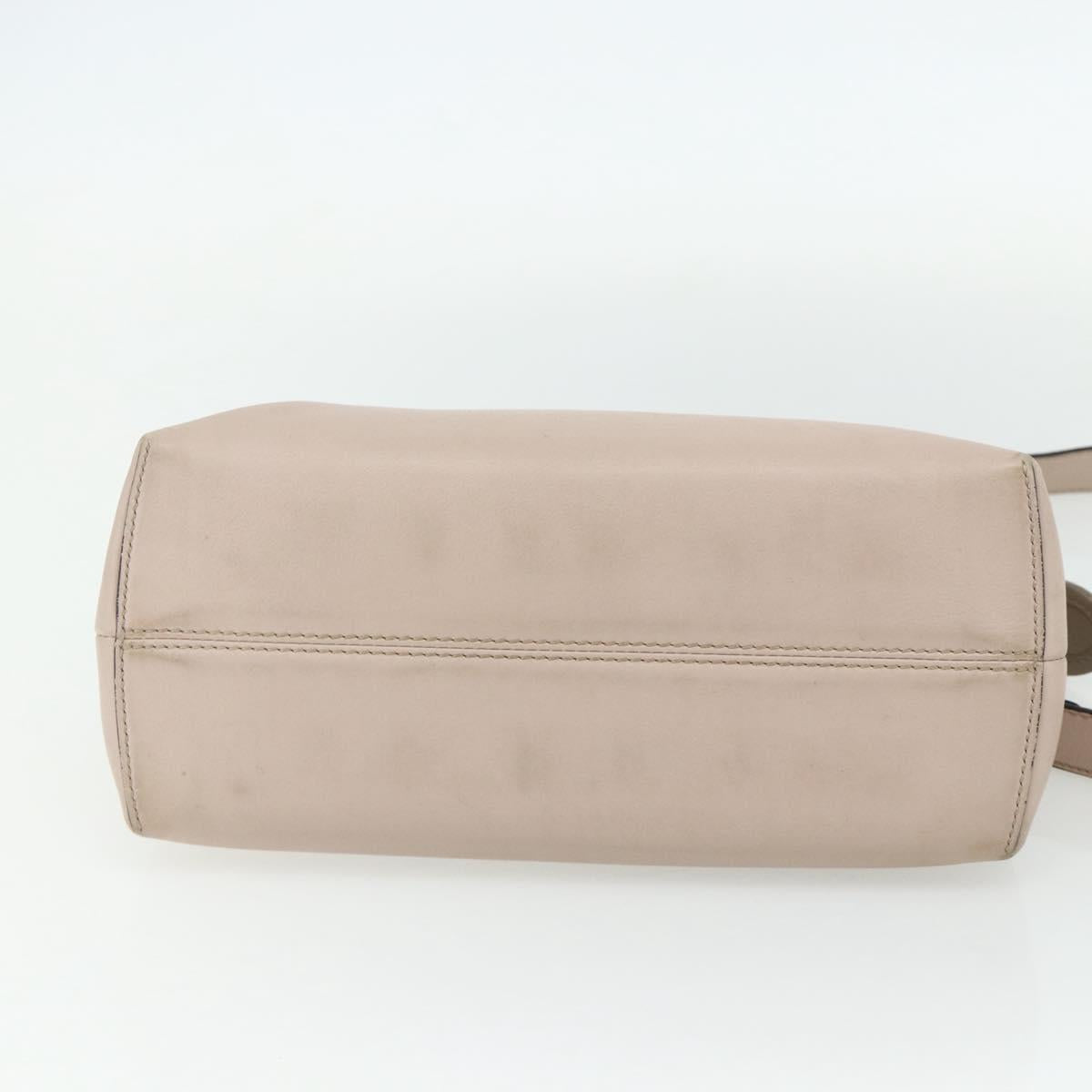 FENDI By The Way Shoulder Bag Leather 2way Beige Silver Auth ka4047A