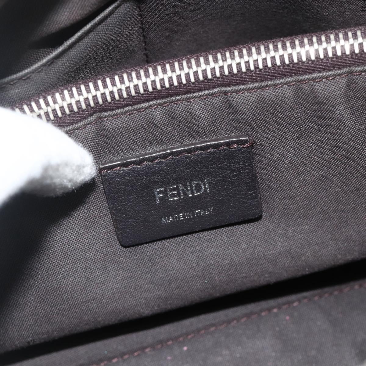 FENDI By The Way Shoulder Bag Leather 2way Beige Silver Auth ka4047A