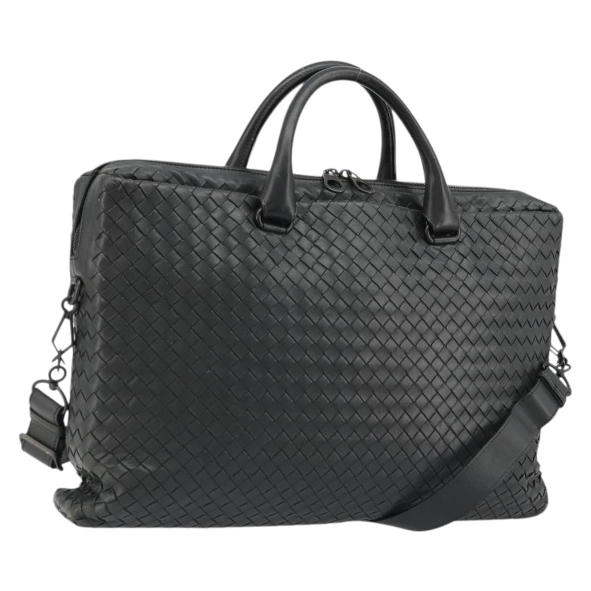 BOTTEGA VENETA INTRECCIATO Hand Bag Leather 2way Gray Auth ka4049