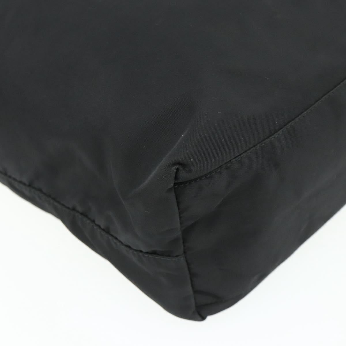 PRADA Tote Bag Nylon Black Silver Auth ka4054