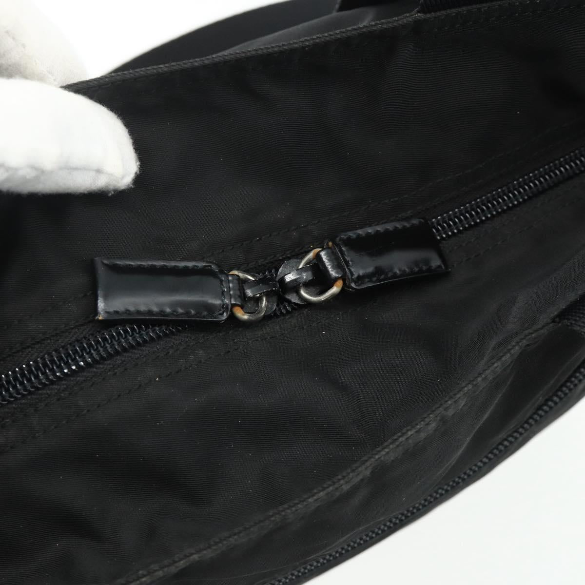 PRADA Tote Bag Nylon Black Silver Auth ka4054