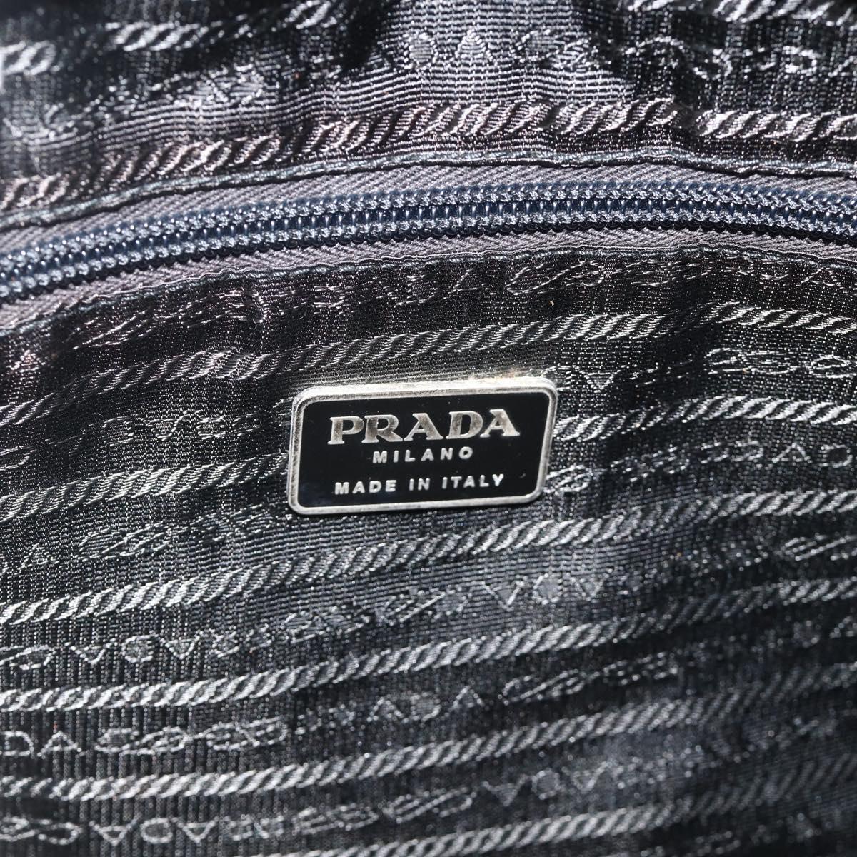 PRADA Tote Bag Nylon Black Silver Auth ka4054