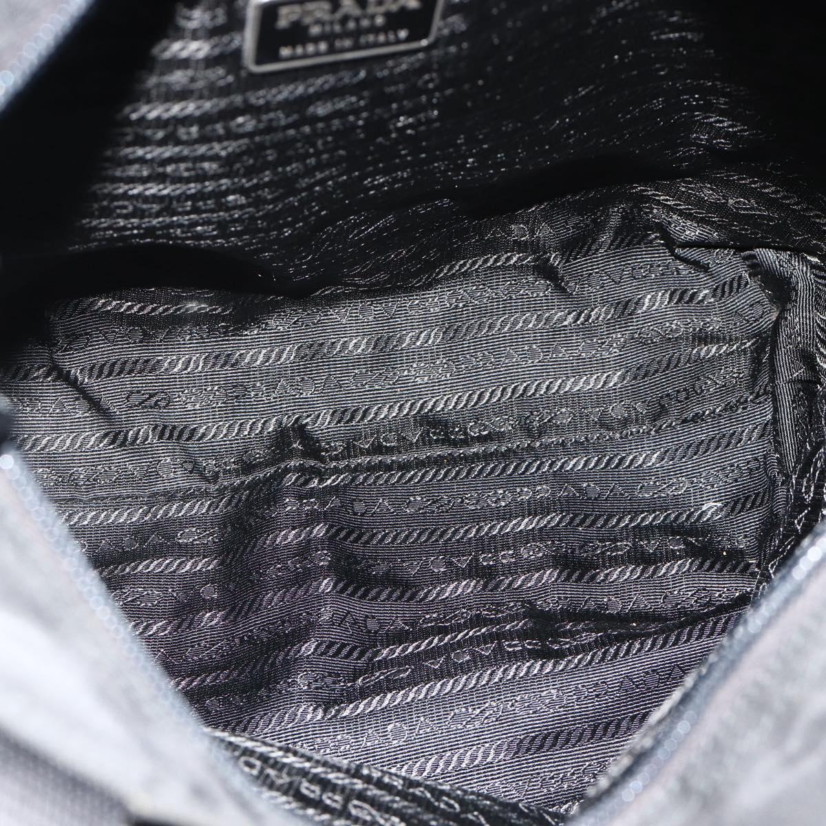 PRADA Tote Bag Nylon Black Silver Auth ka4054