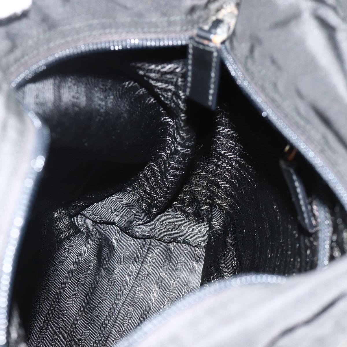 PRADA Tote Bag Nylon Black Silver Auth ka4054