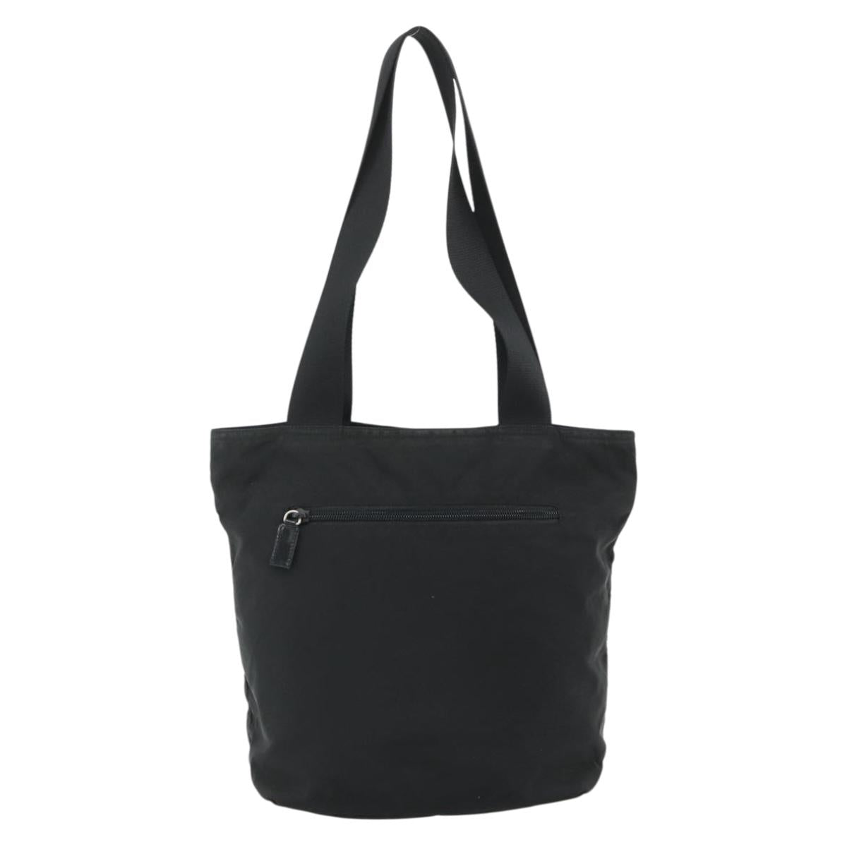 PRADA Tote Bag Nylon Black Silver Auth ka4054