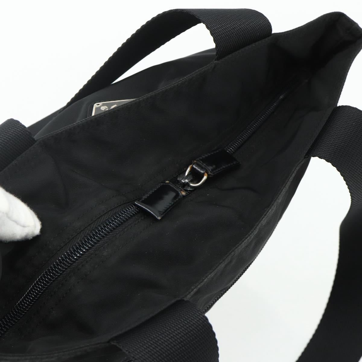 PRADA Tote Bag Nylon Black Silver Auth ka4054