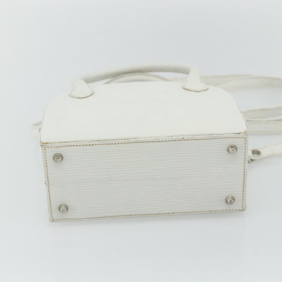 FENDI Top Handle Hand Bag Leather 2way White Silver Auth ka4058