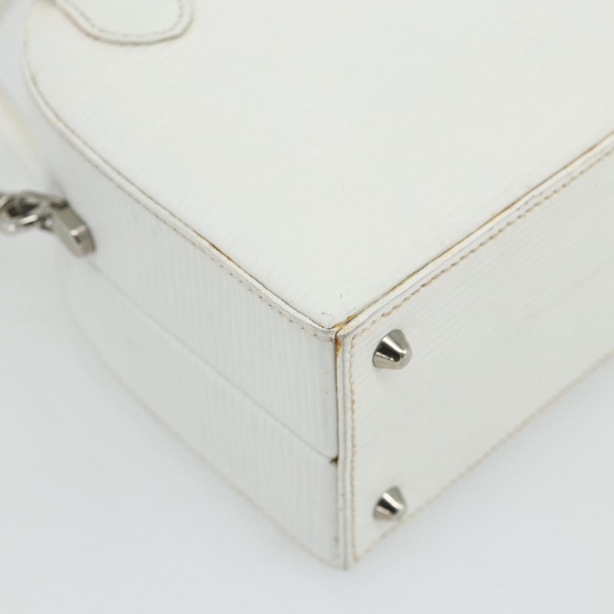 FENDI Top Handle Hand Bag Leather 2way White Silver Auth ka4058