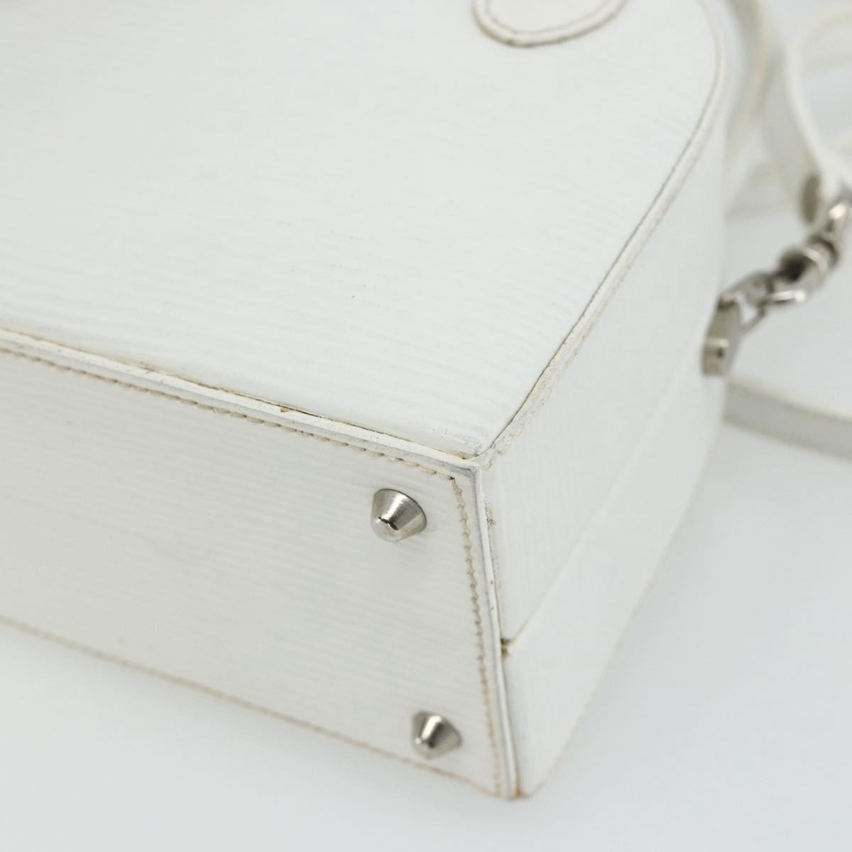 FENDI Top Handle Hand Bag Leather 2way White Silver Auth ka4058