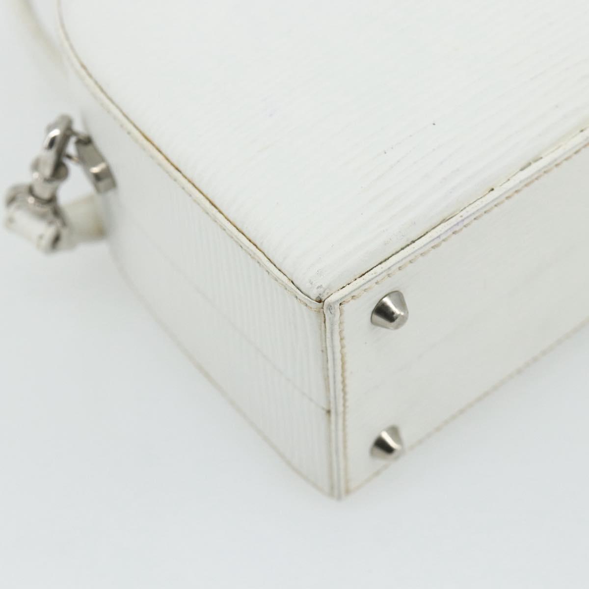 FENDI Top Handle Hand Bag Leather 2way White Silver Auth ka4058