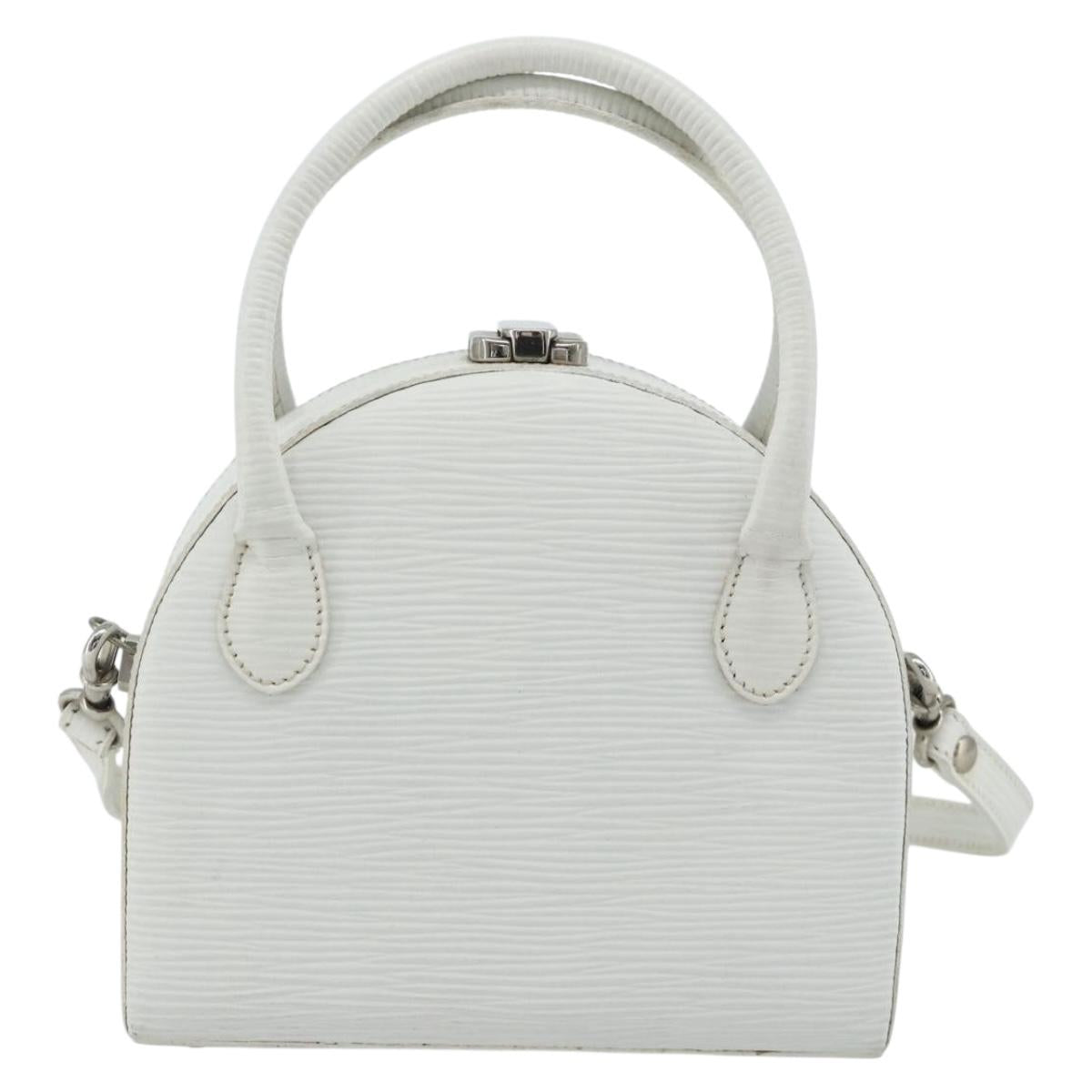 FENDI Top Handle Hand Bag Leather 2way White Silver Auth ka4058