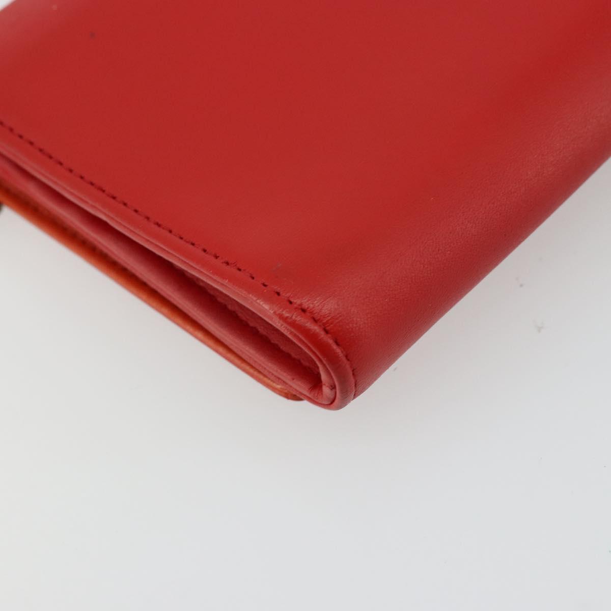 Christian Dior Chain Wallet Diorama Bag Leather Orange Silver Auth ka4061A