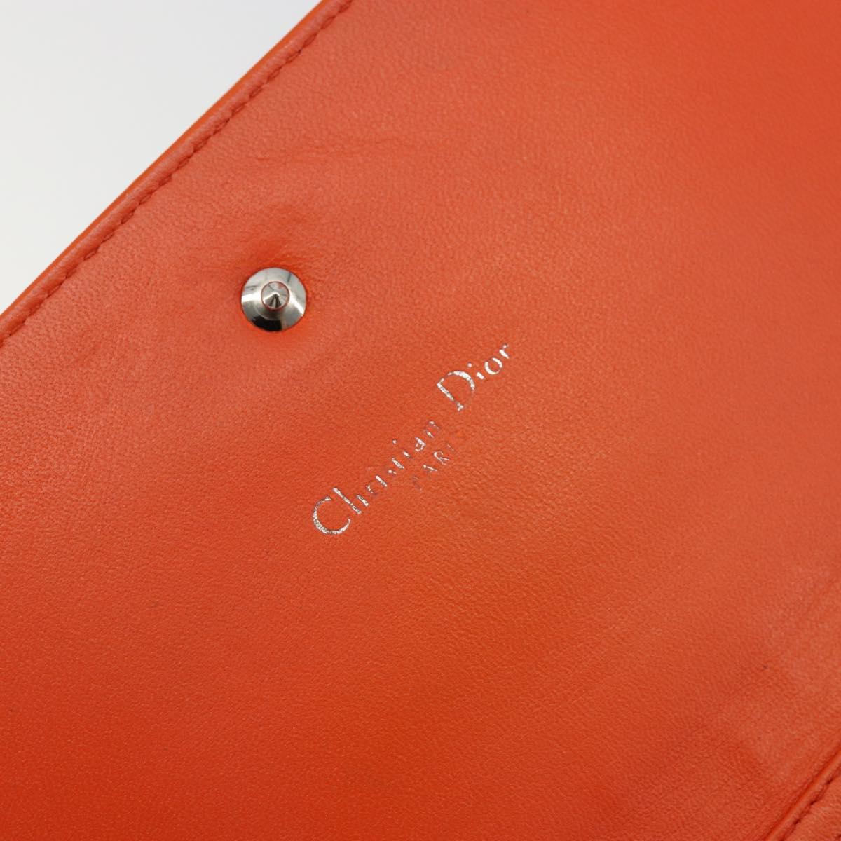 Christian Dior Chain Wallet Diorama Bag Leather Orange Silver Auth ka4061A