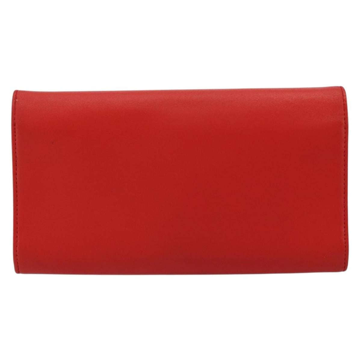 Christian Dior Chain Wallet Diorama Bag Leather Orange Silver Auth ka4061A