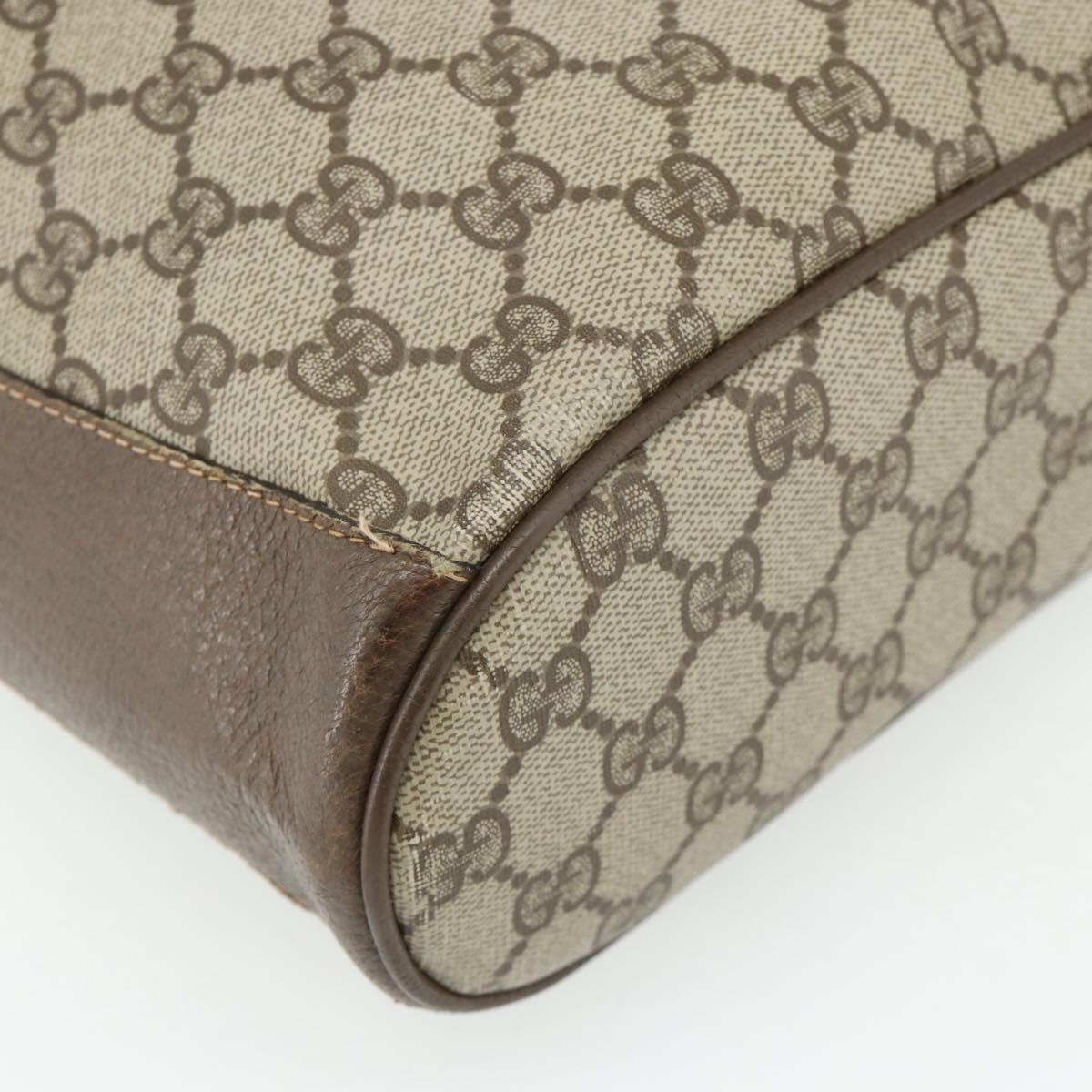 GUCCI GG Supreme Web Sherry Line Shoulder Bag PVC Beige Gold Auth ka4065
