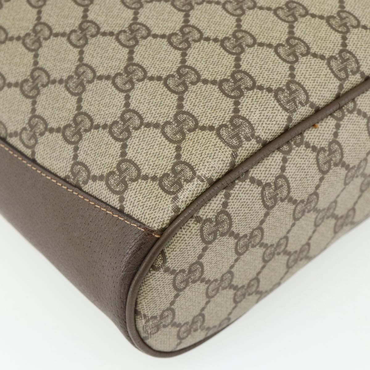 GUCCI GG Supreme Web Sherry Line Shoulder Bag PVC Beige Gold Auth ka4065