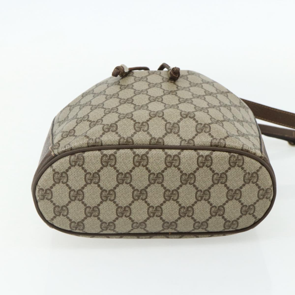 GUCCI GG Supreme Web Sherry Line Shoulder Bag PVC Beige Gold Auth ka4065
