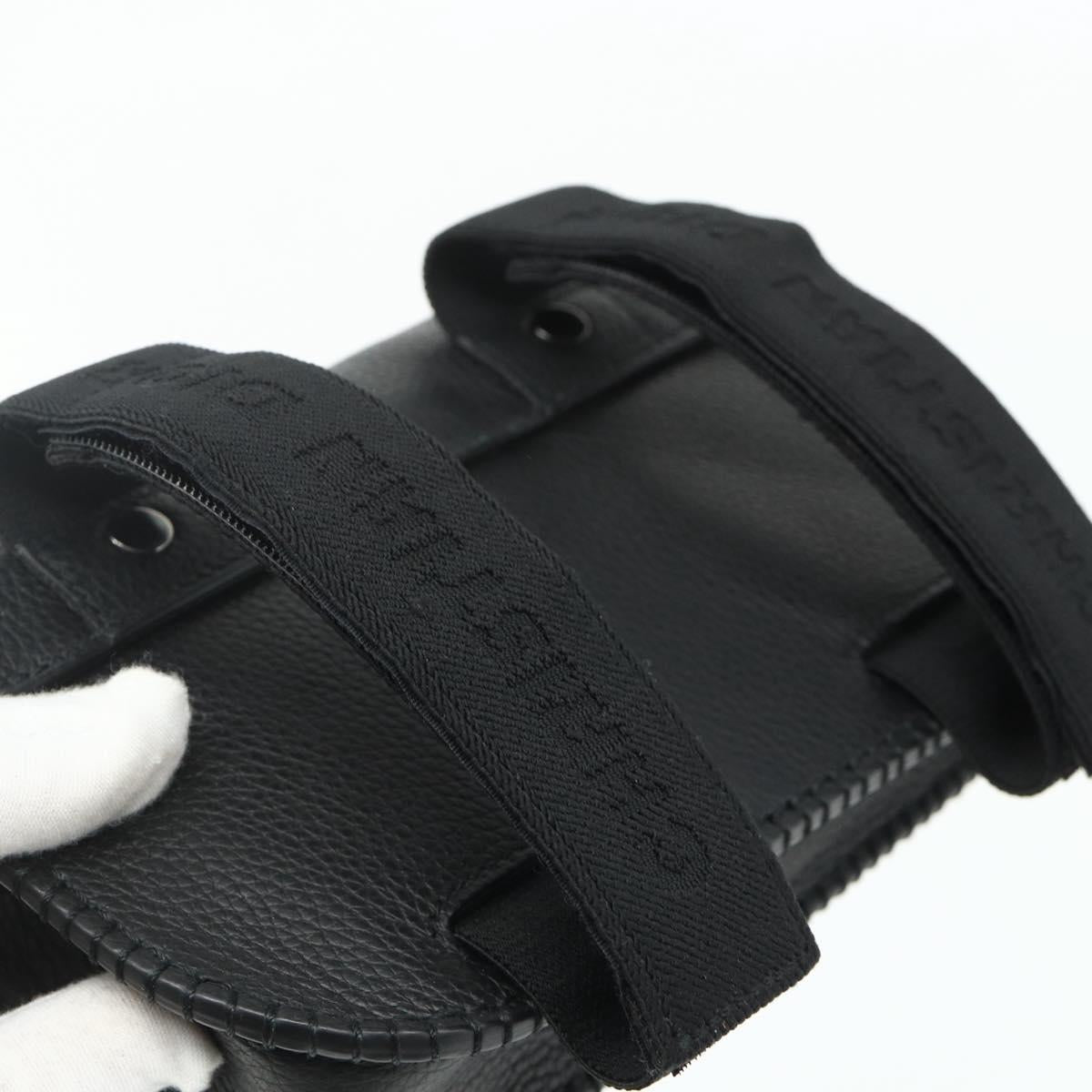 Christian Dior Saddle Arm Pouch Cactus Jack Leather Black Silver Auth ka4066A