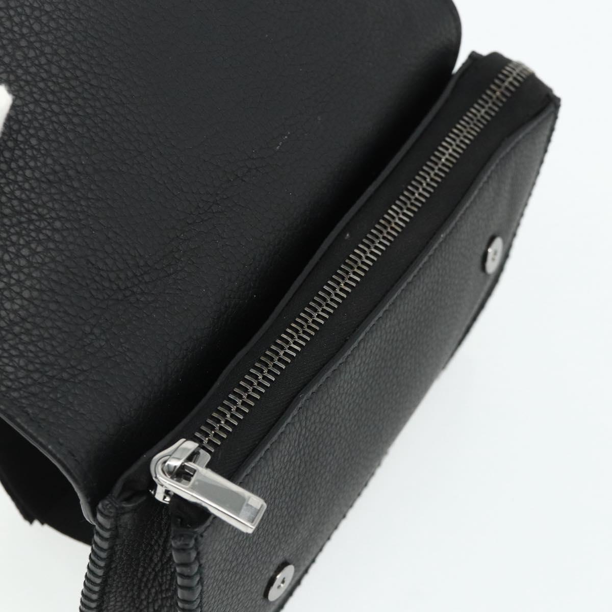 Christian Dior Saddle Arm Pouch Cactus Jack Leather Black Silver Auth ka4066A