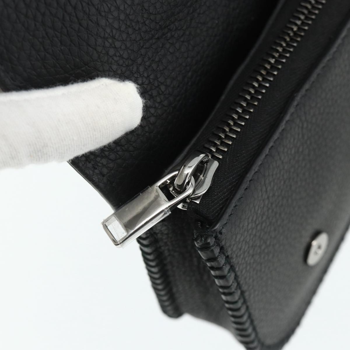 Christian Dior Saddle Arm Pouch Cactus Jack Leather Black Silver Auth ka4066A