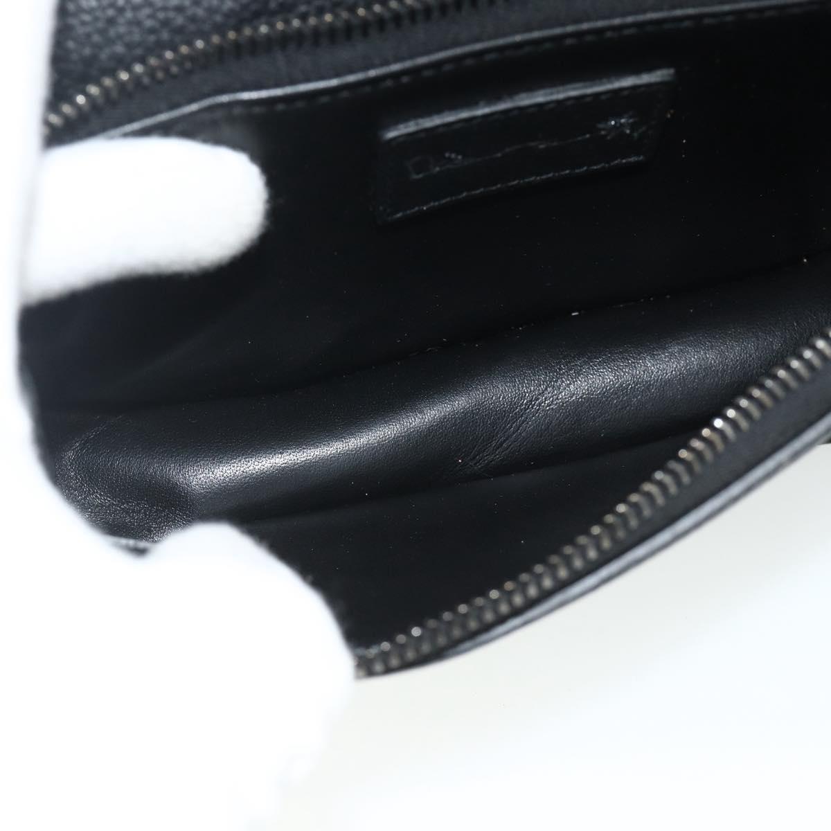 Christian Dior Saddle Arm Pouch Cactus Jack Leather Black Silver Auth ka4066A