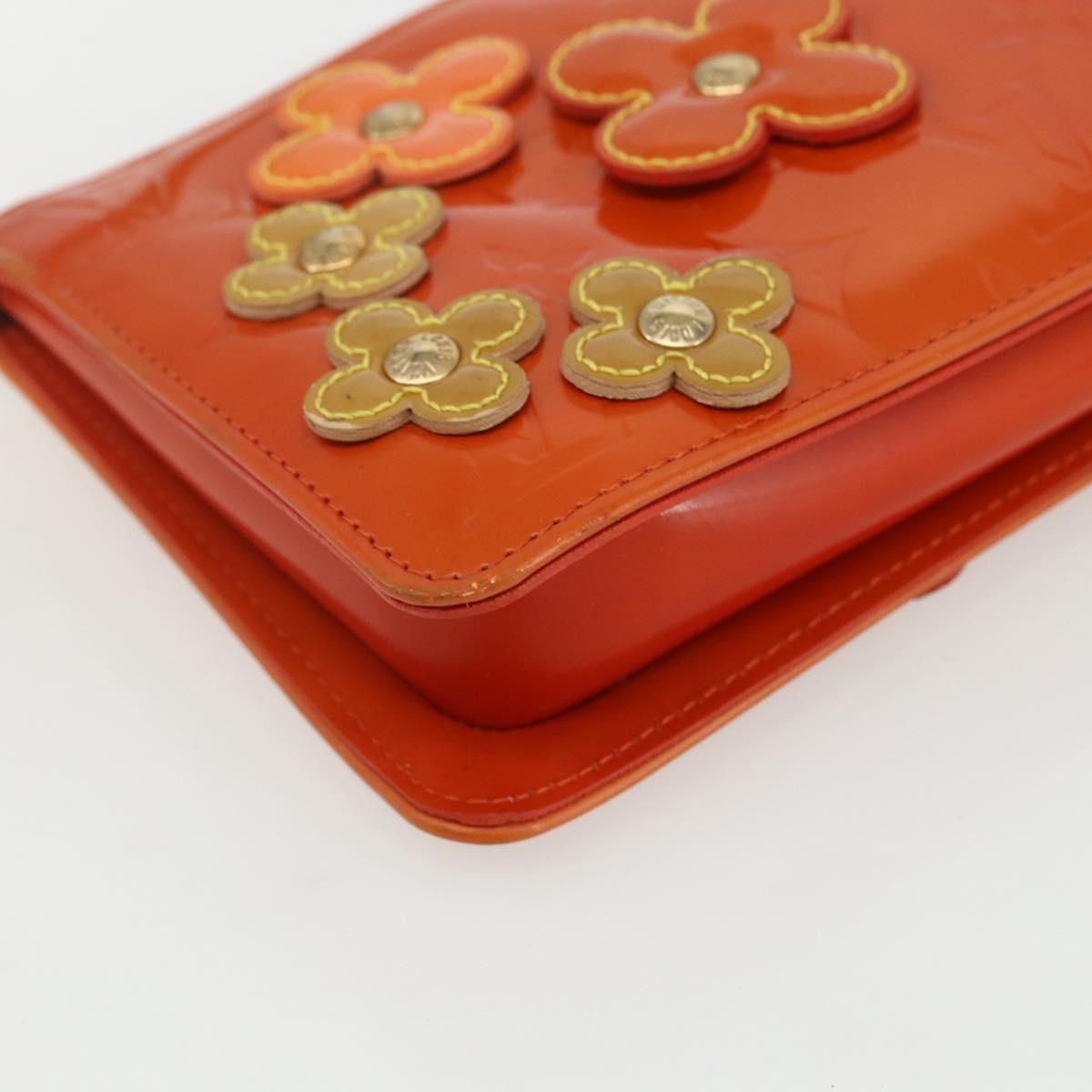 LOUIS VUITTON Monogram Vernis Flower Lexington Pouch Orange M92247 LV Auth ka407