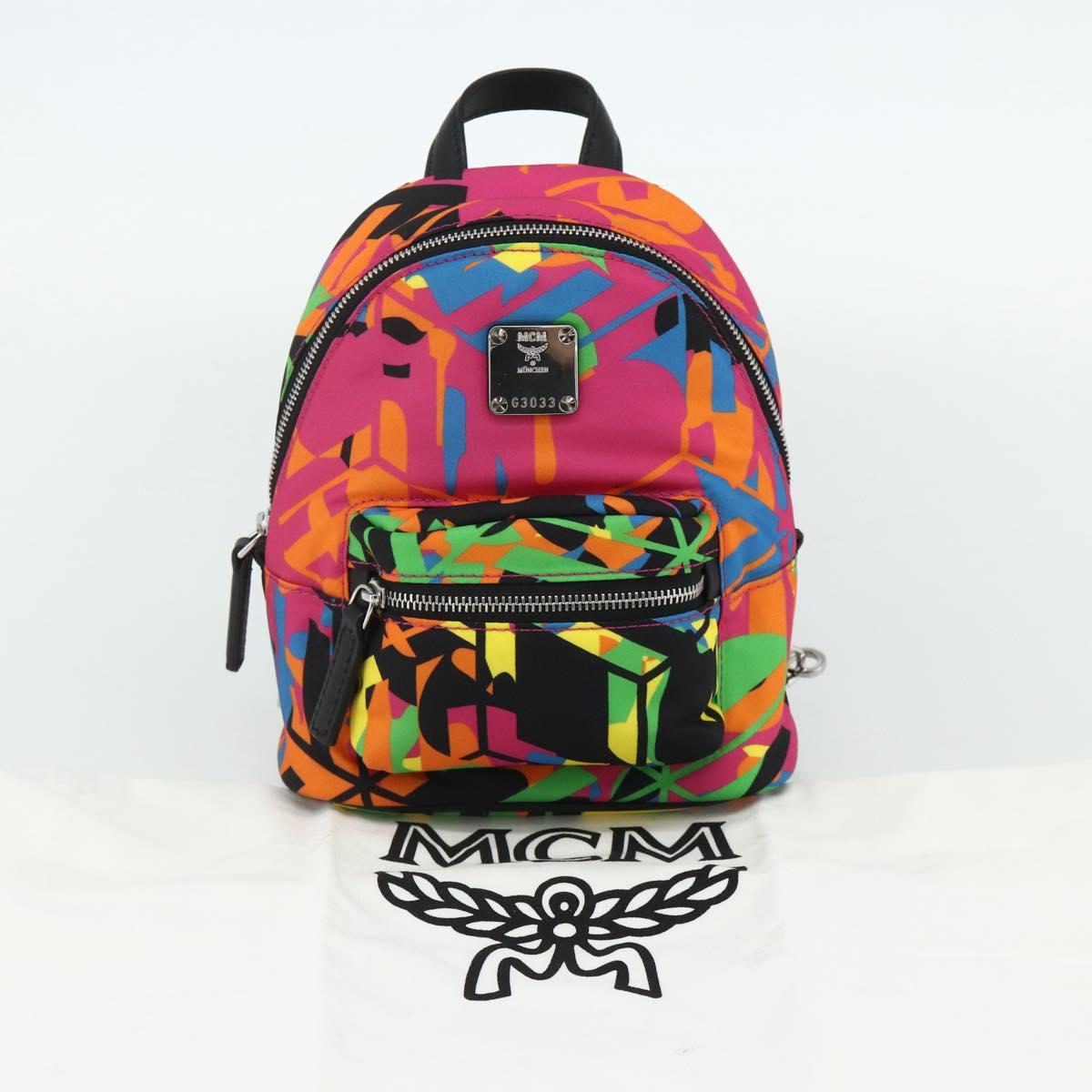 MCM Shoulder Bag Nylon Multicolor Silver Auth ka4070A