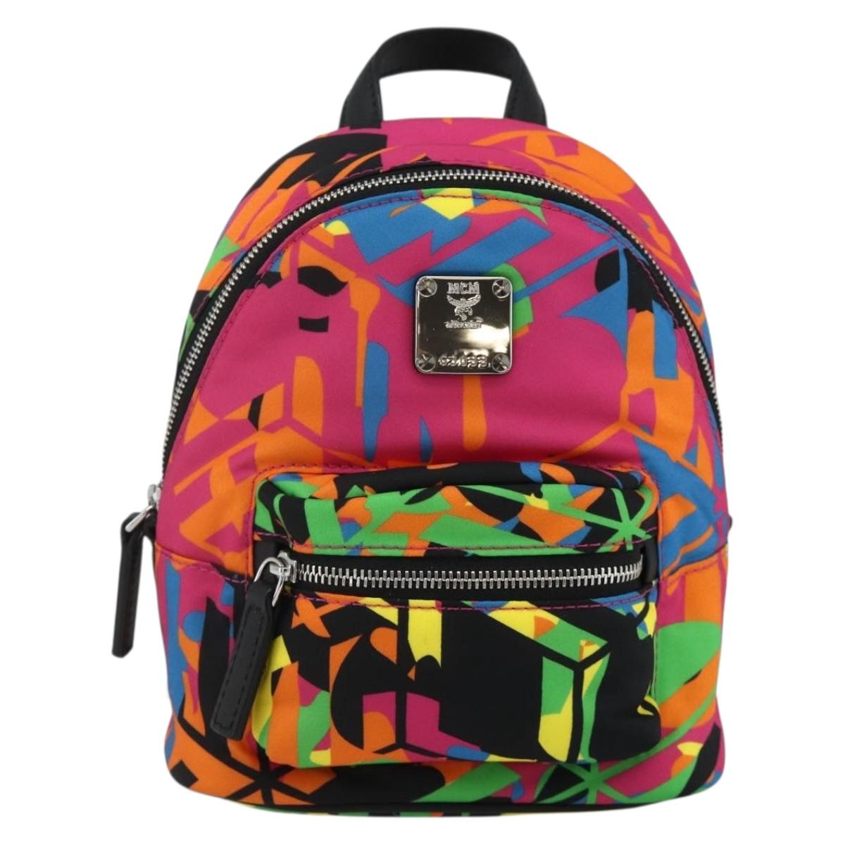 MCM Shoulder Bag Nylon Multicolor Silver Auth ka4070A