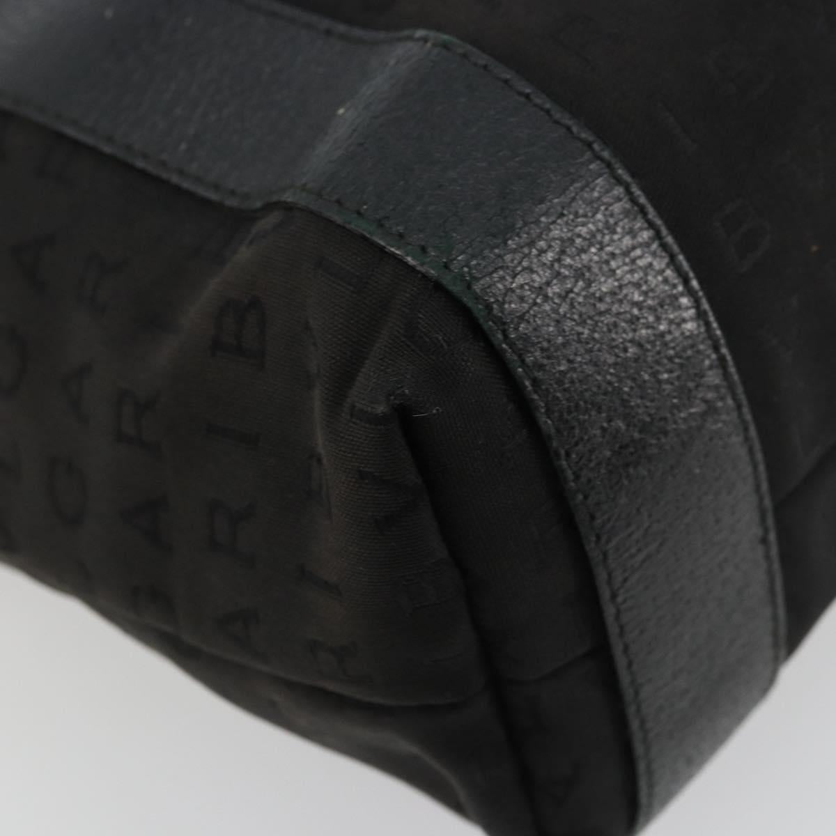 BVLGARI Tote Bag Canvas Leather Black Silver Auth ka4072