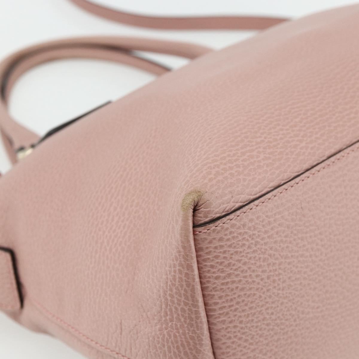 GUCCI Interlocking Hand Bag Leather Outlet 2way Pink Gold 449651 Auth ka4075