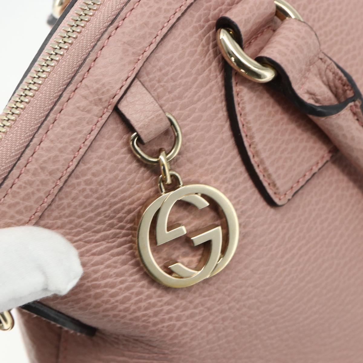 GUCCI Interlocking Hand Bag Leather Outlet 2way Pink Gold 449651 Auth ka4075