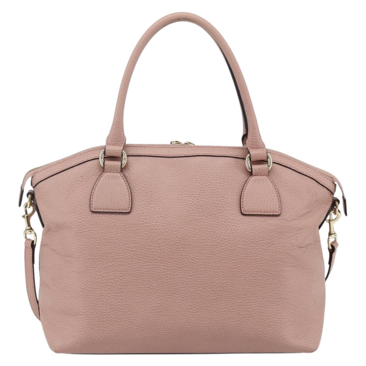 GUCCI Interlocking Hand Bag Leather Outlet 2way Pink Gold 449651 Auth ka4075